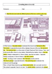 English Worksheet: locating places