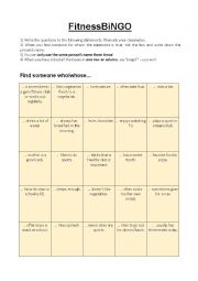 Fitness bingo