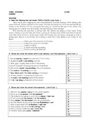 English Worksheet: test for 9th classes