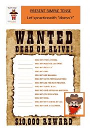 English Worksheet: WANTED DEAD OR ALIVE