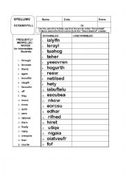 Frequently Misspelled Words Activity