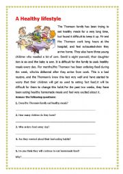 English Worksheet: A healthy life style funny game