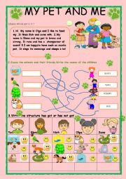 English Worksheet: MY PET AND ME