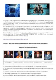 English Worksheet: Activities on the TV Show SHARK TANK