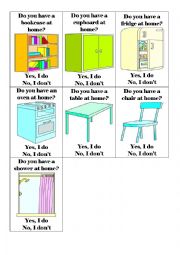 Furniture and objects at home (go fish) questions do you have..? part 2