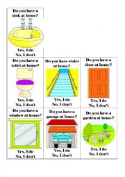 English Worksheet: Furniture and objects at home (go fish) questions do you have..? part 3