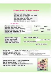 English Worksheet: POEM - NOT by Erin Hanson