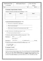 English Worksheet: 8th Form Test