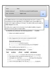 English Worksheet: Eighth grade first exam
