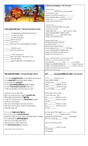 English Worksheet: The Book of Life - Songs
