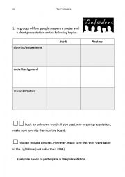 English Worksheet: The Outsiders, historical background