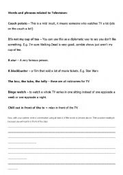 English Worksheet: TV idioms