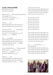 English Worksheet: All Night - Crystal Fighters