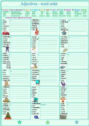 English Worksheet: Adjective words order