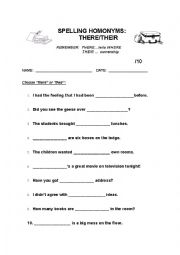 English Worksheet: Their/There Practice 1