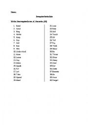 English Worksheet: Irregular Verb Quiz