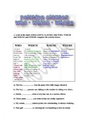 English Worksheet: relative pronouns