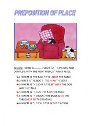 English Worksheet: Preposition of place