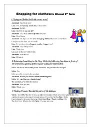 English Worksheet: shopping for clothes