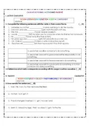 English Worksheet: Causative forms: active and passive.