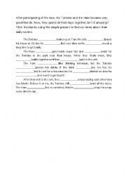 English Worksheet: The Tortoise and the Hare- Simple Present