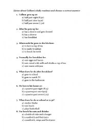 English Worksheet: Daily Routine Listening