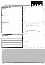 English Worksheet: The Outsiders, Characterization worksheet 