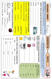 English Worksheet: rhyming words and compound nouns