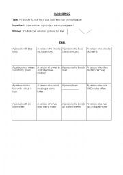 English Worksheet: Class Bingo - Warming up