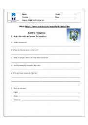 English Worksheet: Earth