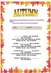 English Worksheet: autumn song