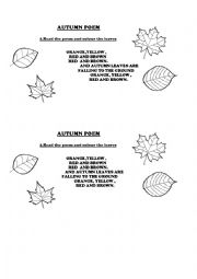 English Worksheet: autumn poem