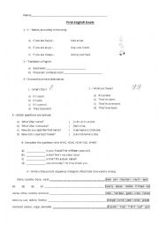 English Worksheet: First English Exam - 6th grade