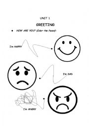 English Worksheet: Emotions (feelings) coloring page