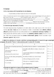 English Worksheet: 9 TH FORM REVIEW
