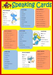 English Worksheet: Speaking cards