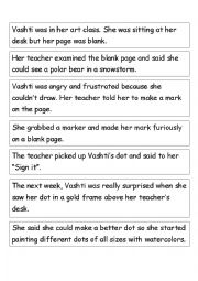 English Worksheet: The Dot - put the story in the correct order