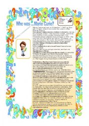 English Worksheet: Who was Marie Curie ?