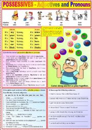 English Worksheet: Possessives - Adjectives and Pronouns + Exercises + KEY
