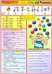 English Worksheet: Possessives - Adjectives and Pronouns + Exercises + KEY