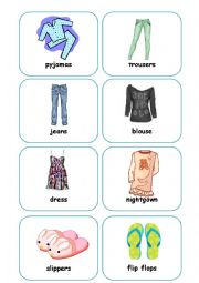 English Worksheet: Clothes Flashcards (part 1)