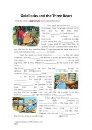English Worksheet: Goldilocks and the Three Bears - Complete the Story!