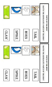English Worksheet: Dinosaurs - Parts of the Body