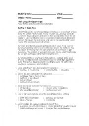 English Worksheet: Sports and Leisure Activities