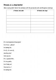 English Worksheet: Phrases at a shop