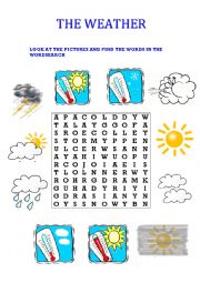 English Worksheet: weather wordsearch
