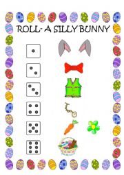 English Worksheet: Roll a silly bunny game