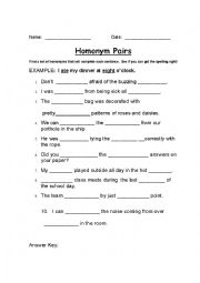 English Worksheet: Homonyms 4