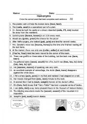 English Worksheet: Homonyms 5