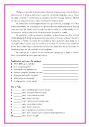 English Worksheet: Reading Comprehension